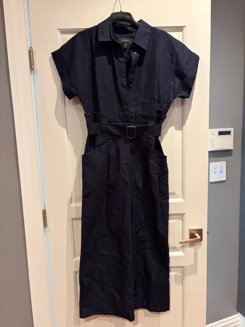 Navy Belted navy romper - Unbranded